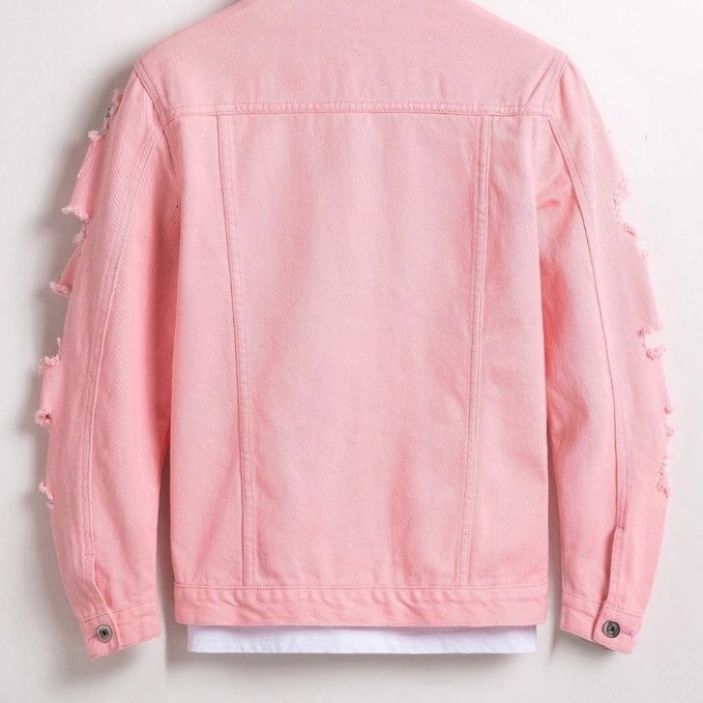 Pink Mens Denim Jacket - Picture 4 of 7